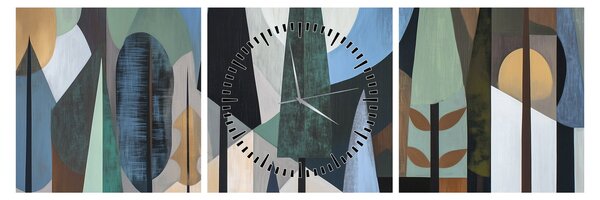 Slika - Prirodna geometrijska apstrakcija II. (sa satom) (90x30 cm)