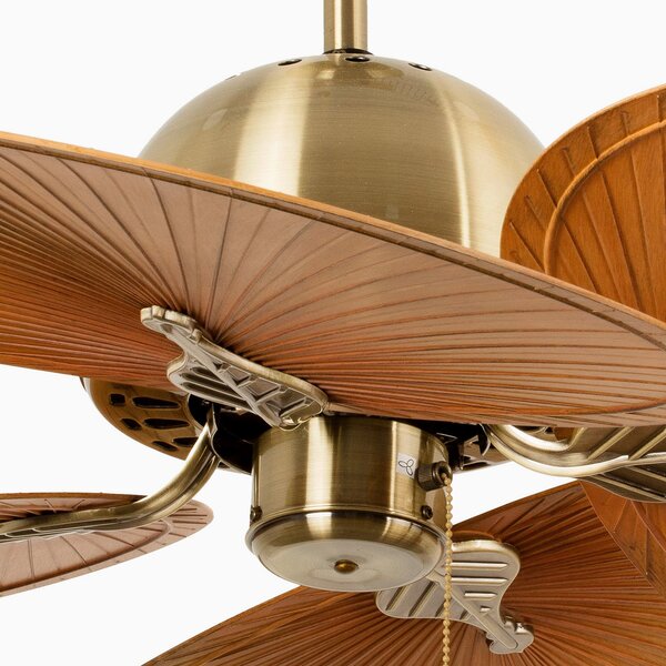 Stropni ventilator Cuba L, Ø 132 cm, antikno zlato - Faro FARO BARCELONA, Cuba L, Zlato / mjed, Dnevna soba, Plastika