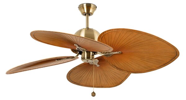 Stropni ventilator Cuba L, Ø 132 cm, antikno zlato - Faro FARO BARCELONA, Cuba L, Zlato / mjed, Dnevna soba, Plastika