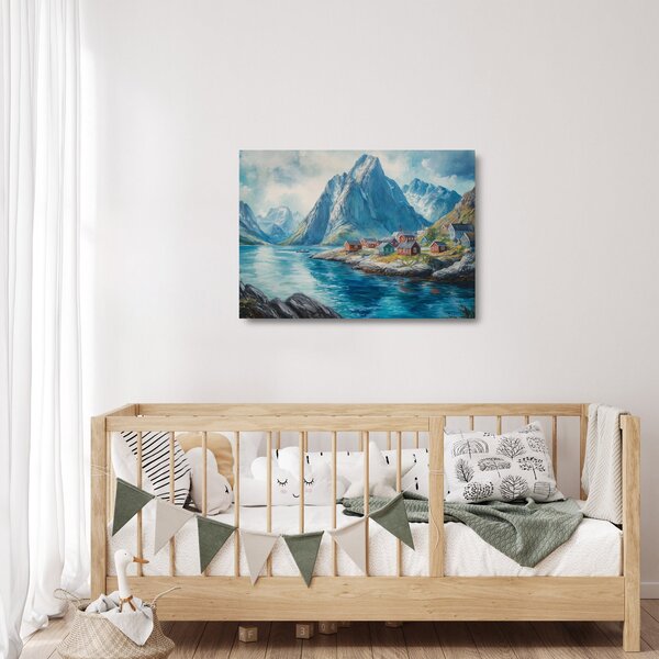 Staklena slika - Norveško selo (70x50 cm)