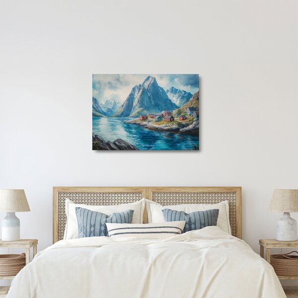 Staklena slika - Norveško selo (70x50 cm)