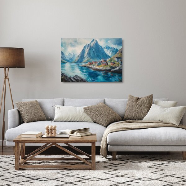 Staklena slika - Norveško selo (70x50 cm)