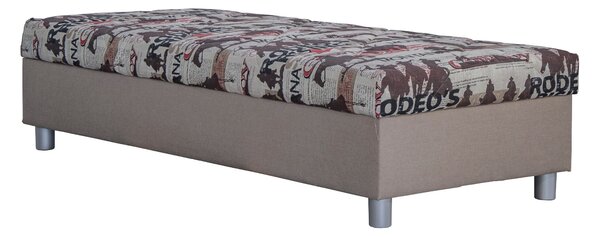 Zondo Jednostruki krevet (kauč) 90 cm Inez (svijetlosmeđa + Rodeo 10) (s poliuretanskim madracem) (s prostorom za odlaganje)