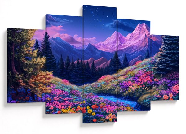 Slika - Ljubičasti krajolik pri punom mjesecu (150x105 cm)