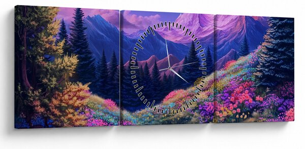 Slika - Ljubičasti krajolik pri punom mjesecu (sa satom) (90x30 cm)