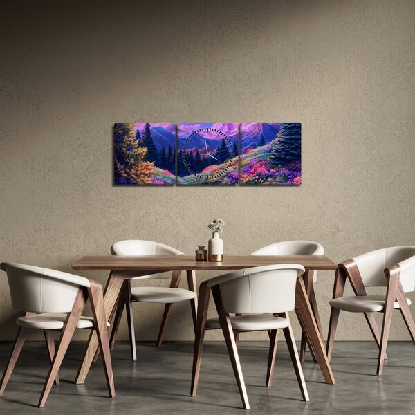 Slika - Ljubičasti krajolik pri punom mjesecu (sa satom) (90x30 cm)