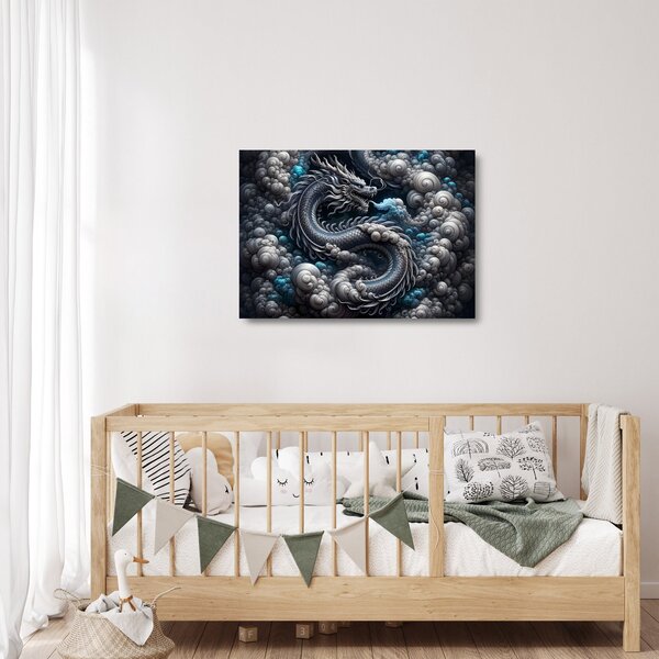 Staklena slika – Zmaj u dimu (70x50 cm)