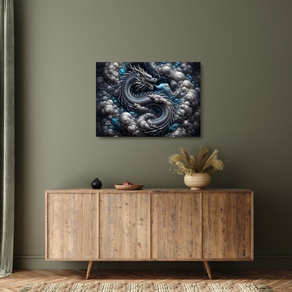 Staklena slika – Zmaj u dimu (70x50 cm)