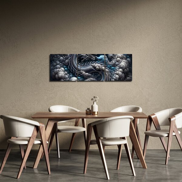 Slika – Zmaj u dimu (sa satom) (90x30 cm)