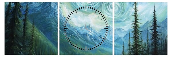Slika - Krajolik s dodirom Van Gogha (sa satom) (90x30 cm)
