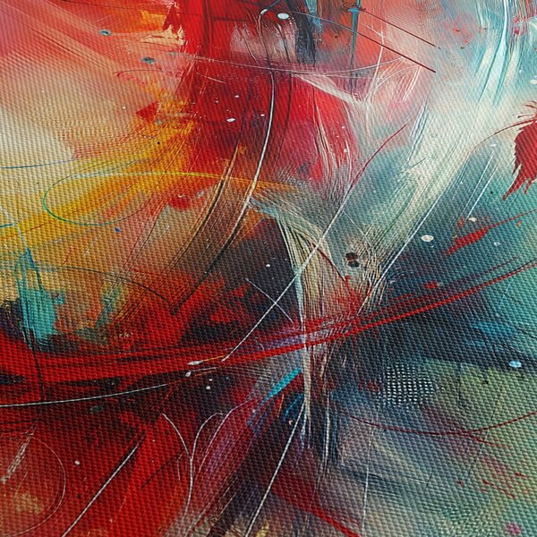 Slika – Apstrakcija s crvenom (120x50 cm)