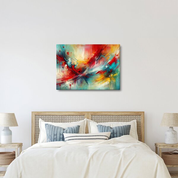 Slika – Apstrakcija s crvenom (70x50 cm)