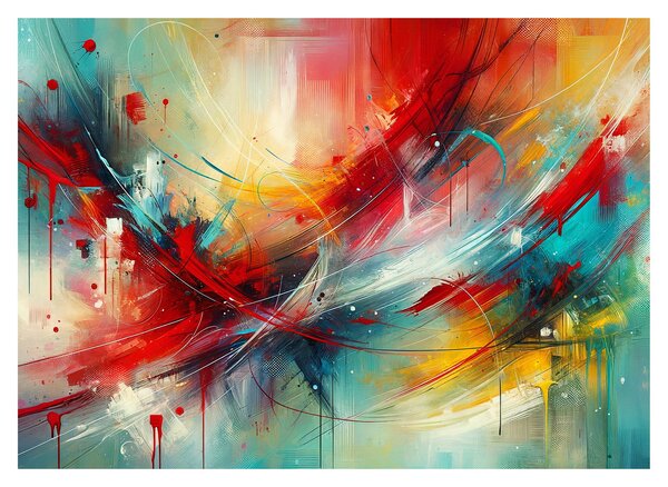 Slika – Apstrakcija s crvenom (70x50 cm)