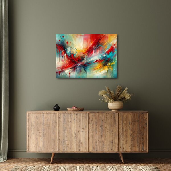 Slika – Apstrakcija s crvenom (70x50 cm)