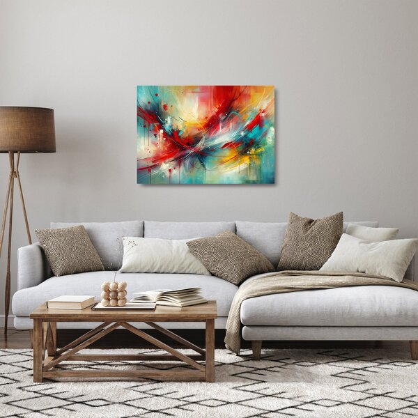 Staklena slika – Apstrakcija s crvenom (70x50 cm)