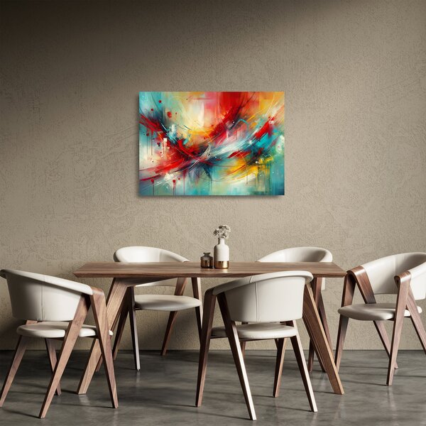 Staklena slika – Apstrakcija s crvenom (70x50 cm)