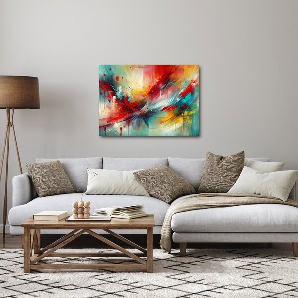 Slika – Apstrakcija s crvenom (70x50 cm)