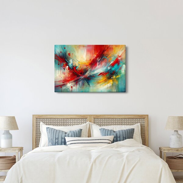 Slika – Apstrakcija s crvenom (90x60 cm)