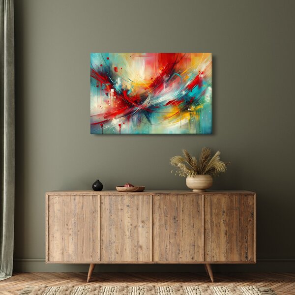 Slika – Apstrakcija s crvenom (90x60 cm)