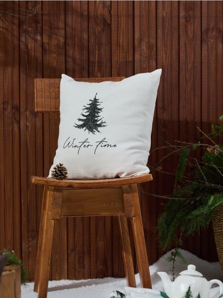 Sinsay - Jastučnica s otiskom božićnog drvca i natpisom „Winter time”