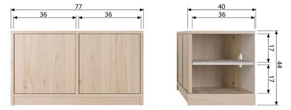 Modularna TV komoda u dekoru hrasta u prirodnoj boji 77x44 cm Modulair – vtwonen