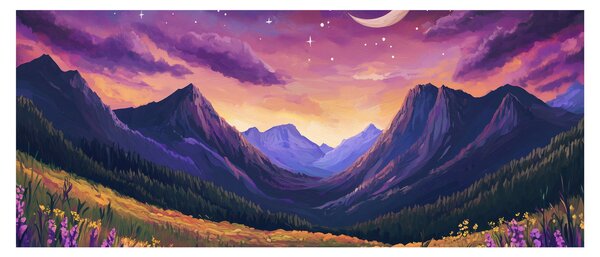 Slika - Ljubičasti krajolik (120x50 cm)