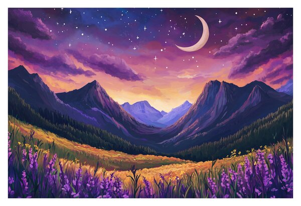 Slika - Ljubičasti krajolik (90x60 cm)
