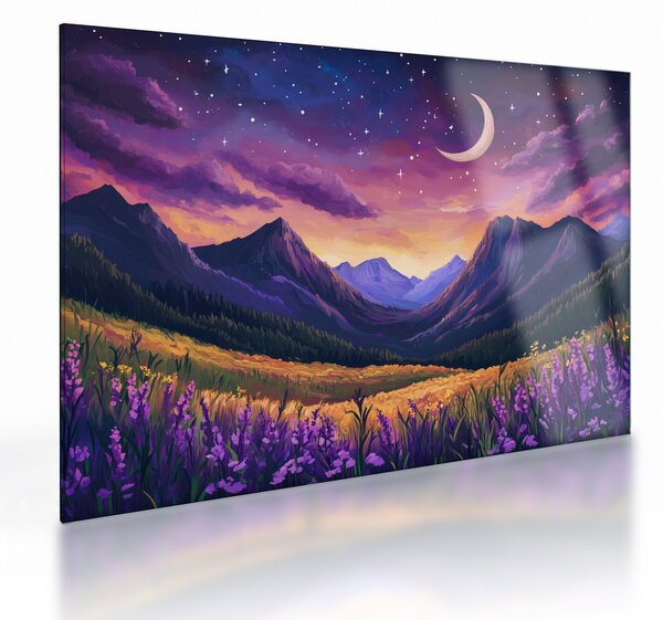 Staklena slika - Ljubičasti krajolik (70x50 cm)
