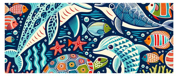 Slika – Crtane vodene životinje (120x50 cm)