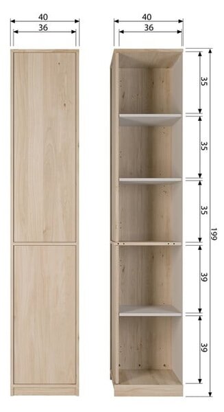 Modularna škrinja za pohranu u dekoru hrasta u prirodnoj boji 40x199 cm Modulair – vtwonen