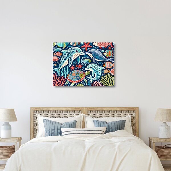 Staklena slika – Crtane vodene životinje (70x50 cm)