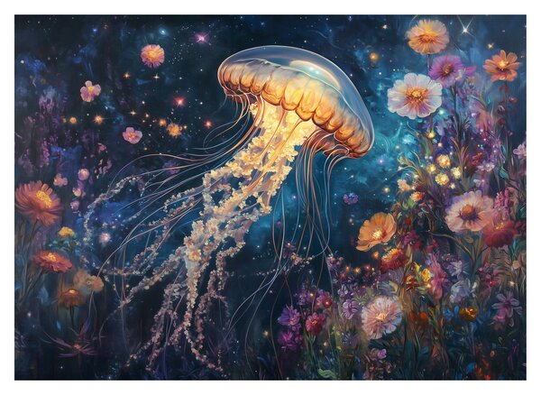 Staklena slika - Čarobna meduza (70x50 cm)