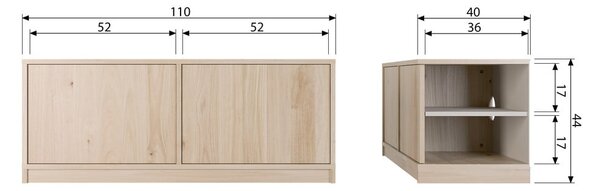 Modularna TV komoda u dekoru hrasta u prirodnoj boji 110x44 cm Modulair – vtwonen