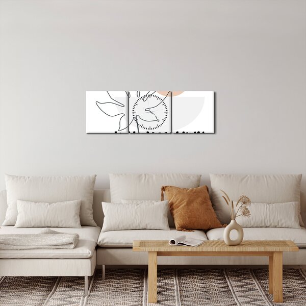 Slika - Crtano cvijeće N⁰3 (sa satom) (90x30 cm)
