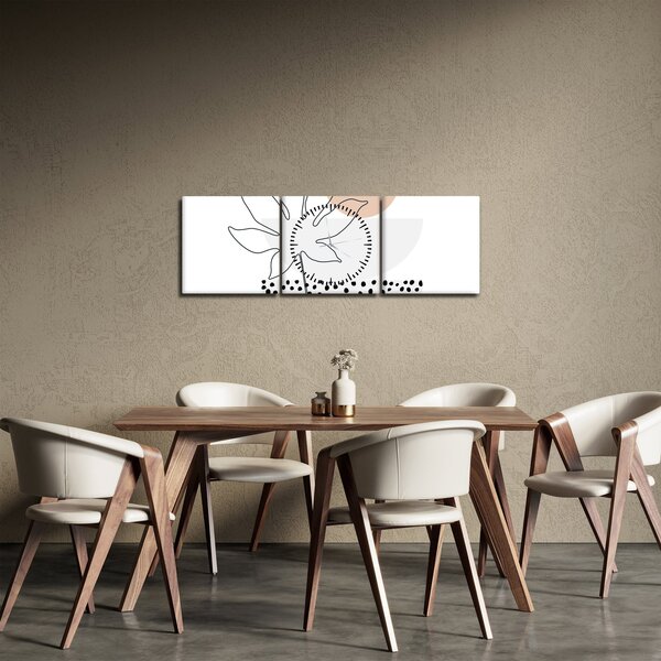 Slika - Crtano cvijeće N⁰3 (sa satom) (90x30 cm)