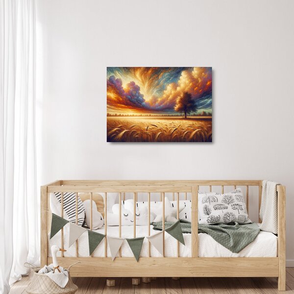 Staklena slika – Drvo na polju (70x50 cm)