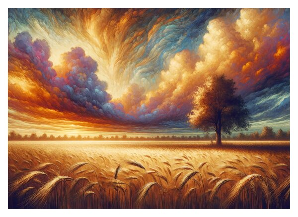 Staklena slika – Drvo na polju (70x50 cm)