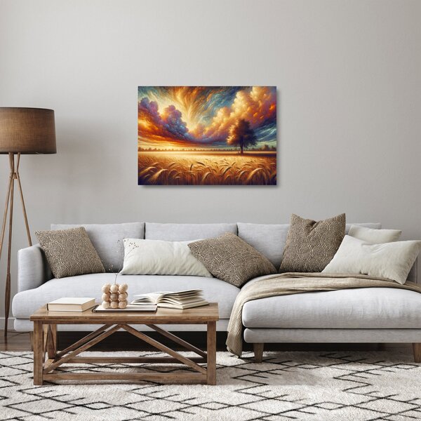 Staklena slika – Drvo na polju (70x50 cm)