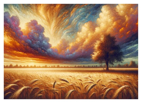 Slika – Drvo na polju (70x50 cm)