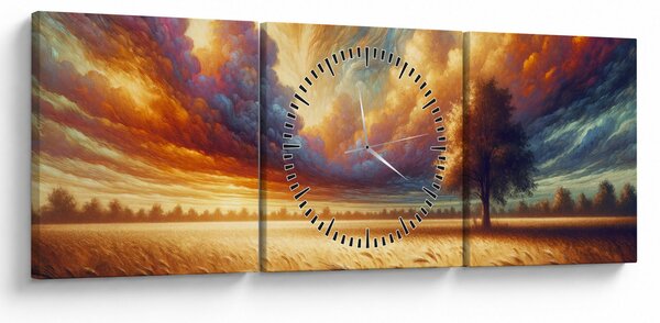 Slika – Drvo na polju (sa satom) (90x30 cm)