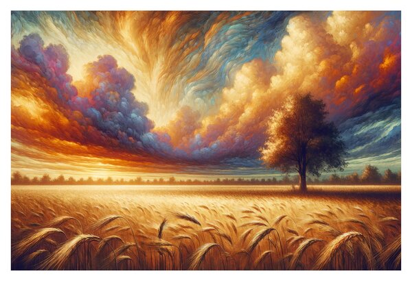Slika – Drvo na polju (90x60 cm)
