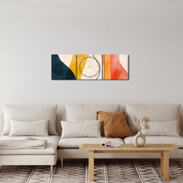 Slika - Minimalistična šarena ilustracija II. (sa satom) (90x30 cm)