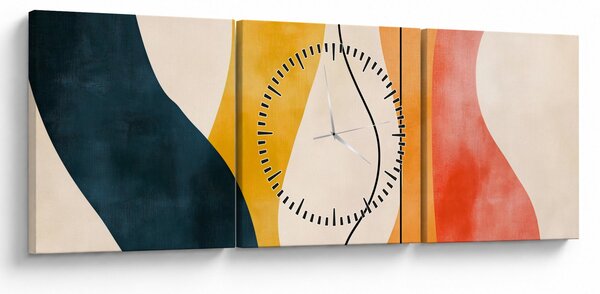 Slika - Minimalistična šarena ilustracija II. (sa satom) (90x30 cm)