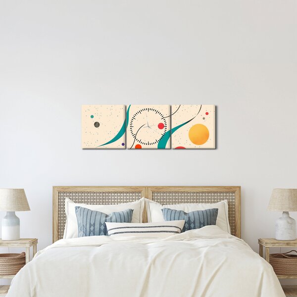 Slika - Minimalistična šarena ilustracija (sa satom) (90x30 cm)