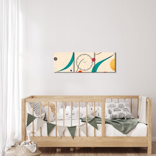 Slika - Minimalistična šarena ilustracija (sa satom) (90x30 cm)