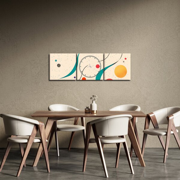Slika - Minimalistična šarena ilustracija (sa satom) (90x30 cm)