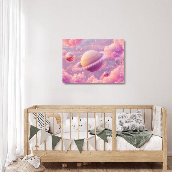 Staklena slika - Ružičasti planet (70x50 cm)