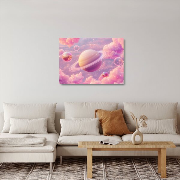 Staklena slika - Ružičasti planet (70x50 cm)
