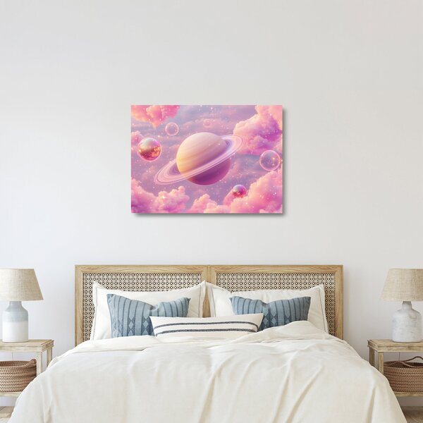 Staklena slika - Ružičasti planet (70x50 cm)