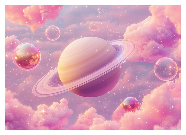 Staklena slika - Ružičasti planet (70x50 cm)